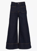 LA FEE MARABOUTEE Jeans Donna Denim Scuro Cropped a Gamba Ampia ELGA-T – Cotone Biologico GOTS