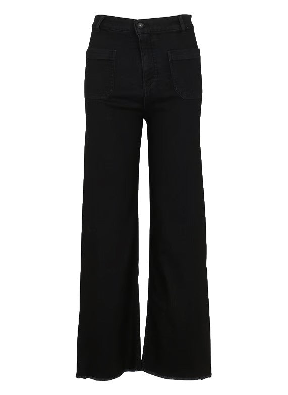 LA FEE MARABOUTEE Jeans Donna Boot-Cut Denim Nero Vita Alta RENO-E