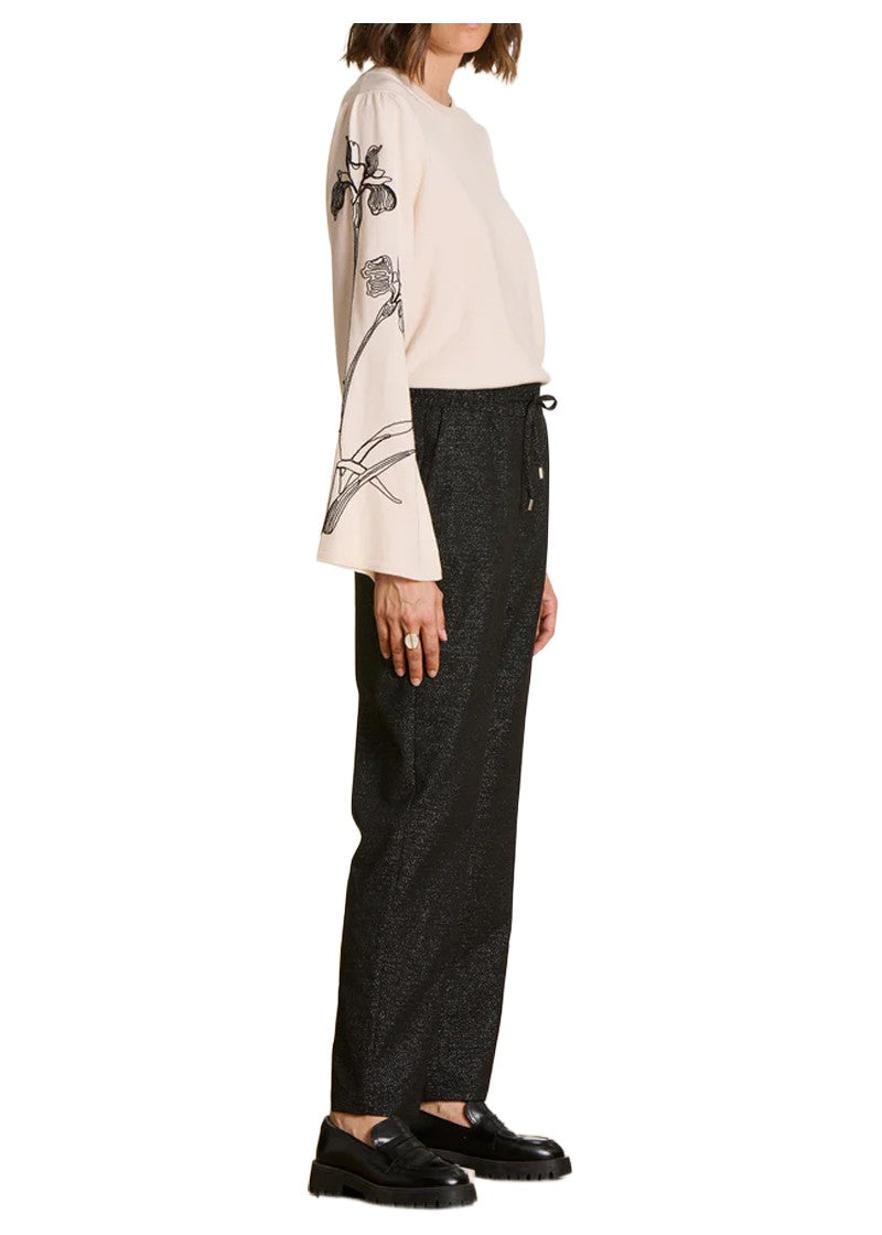 LA FEE MARABOUTEE pantalone donna nero/argento coulisse ZERGY tasche laterali
