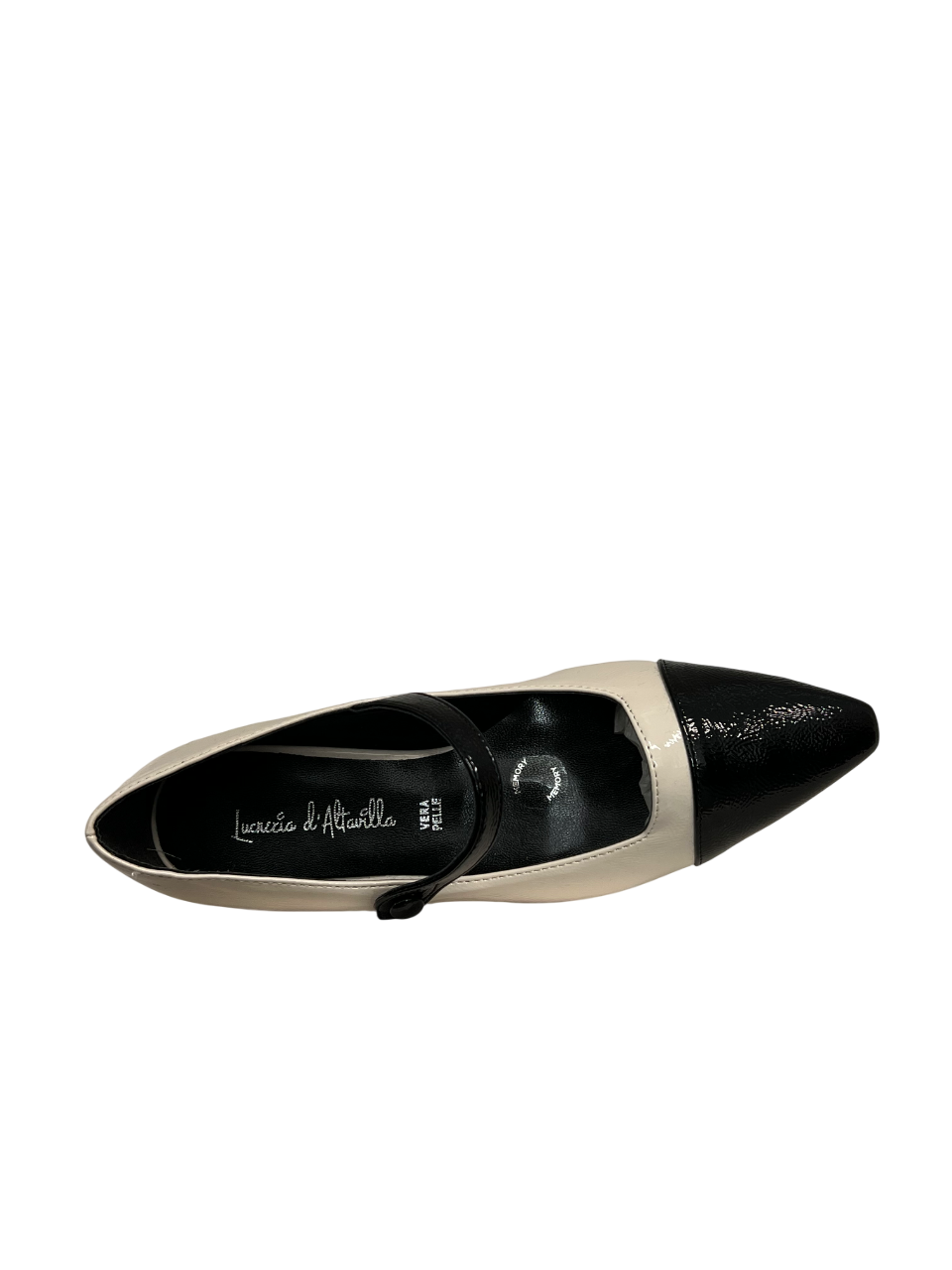 LUCREZIA D’ALTAVILLA Scarpa Donna in Vernice Bicolore Panna/Nero – 2116 CRISTAL