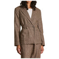 LA FEE MARABOUTEE giacca donna con cintura principe di Galles marrone/beige ENEKO-P
