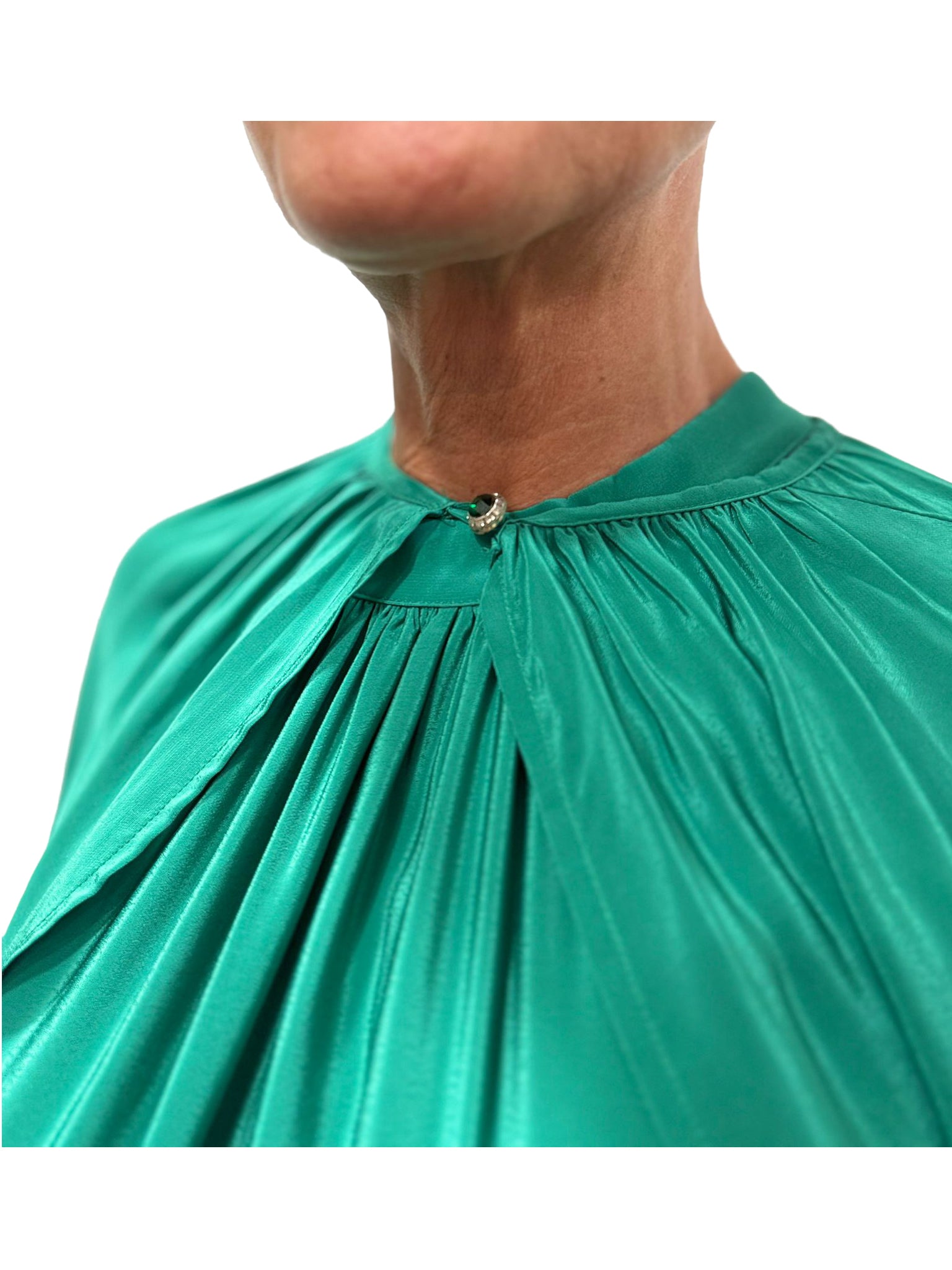 WU’SIDE coprispalla donna smeraldo art. CSP 26359 in viscosa Made in Italy