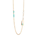 SODINI Collana Lunga Ribera Turchese e Oro con Catena Groumette, Cristalli e Charm