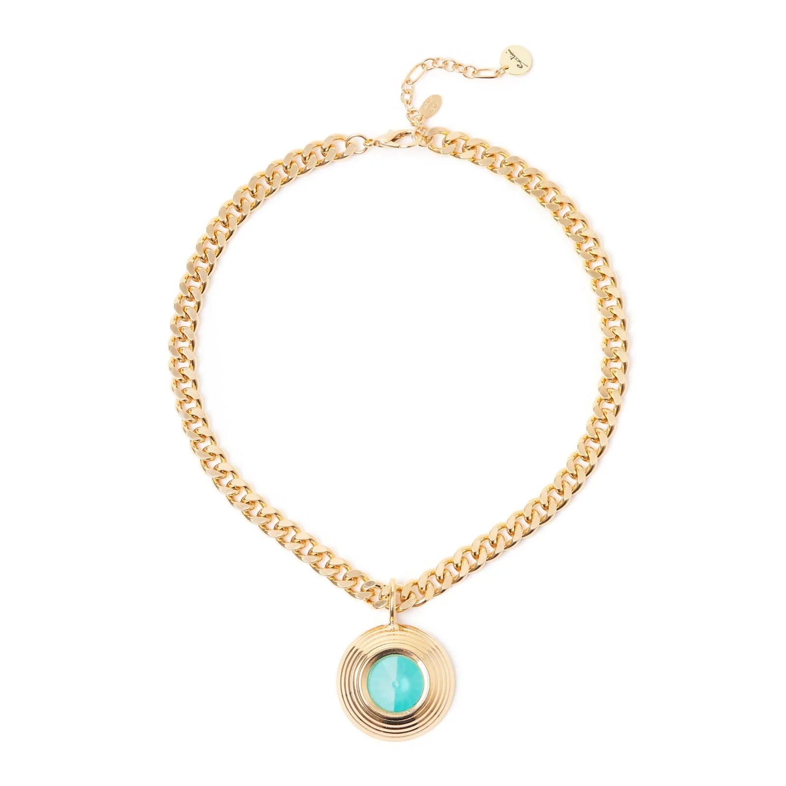 SODINI Collana Corta Ribera Turchese e Oro con Pendente a Cupola e Cristallo