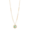 SODINI Collana Lunga Ribera Turchese e Oro con Pendente a Fiore