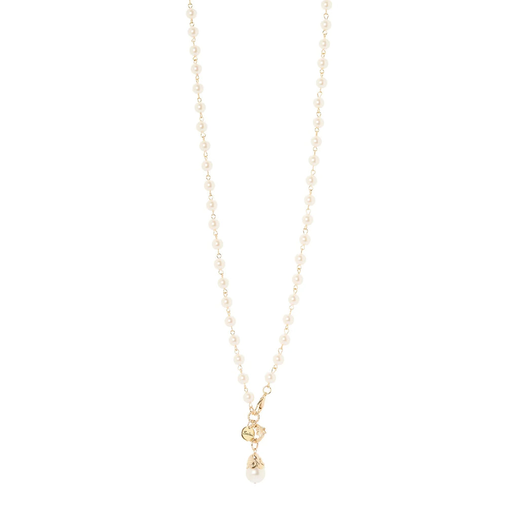 SODINI Collana Lunga Donna Daphne Oro con Perle Incatenate e Pendente Foglie 552518