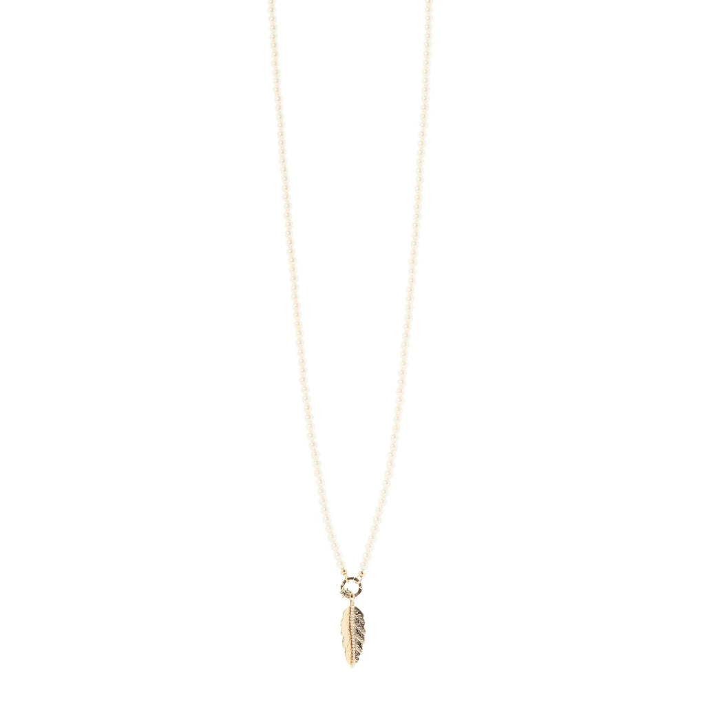 SODINI Collana Lunga Donna Daphne Oro con Perle, Foglia Pendente e Strass 552522