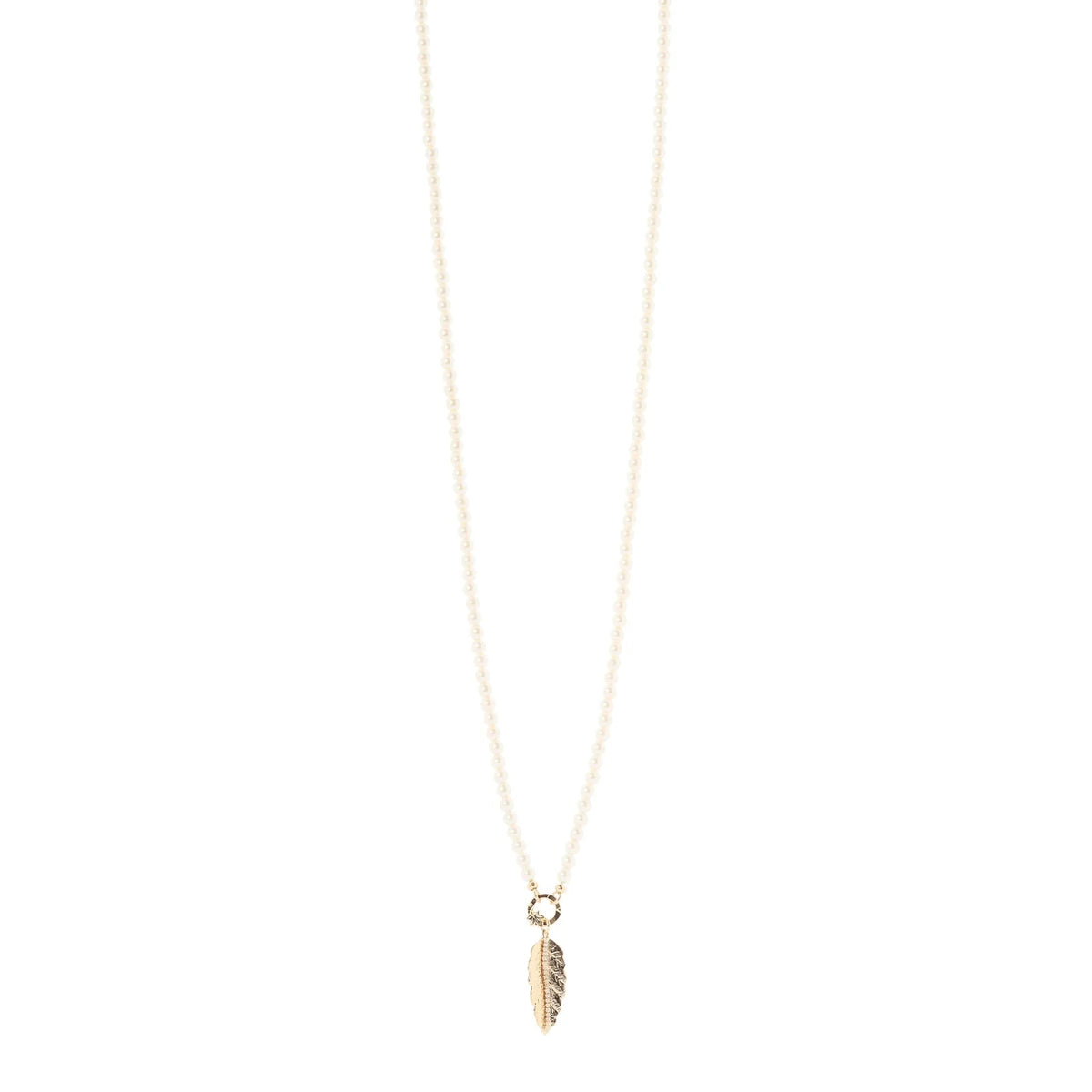 SODINI Collana Lunga Donna Daphne Oro con Perle, Foglia Pendente e Strass 552522