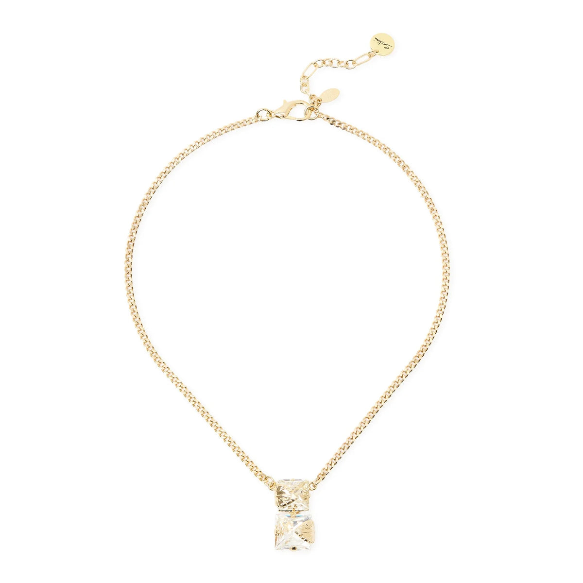 SODINI Collana Corta Donna Daphne Oro con Catena Groumette, Due Cristalli e Foglie Dorate 552525