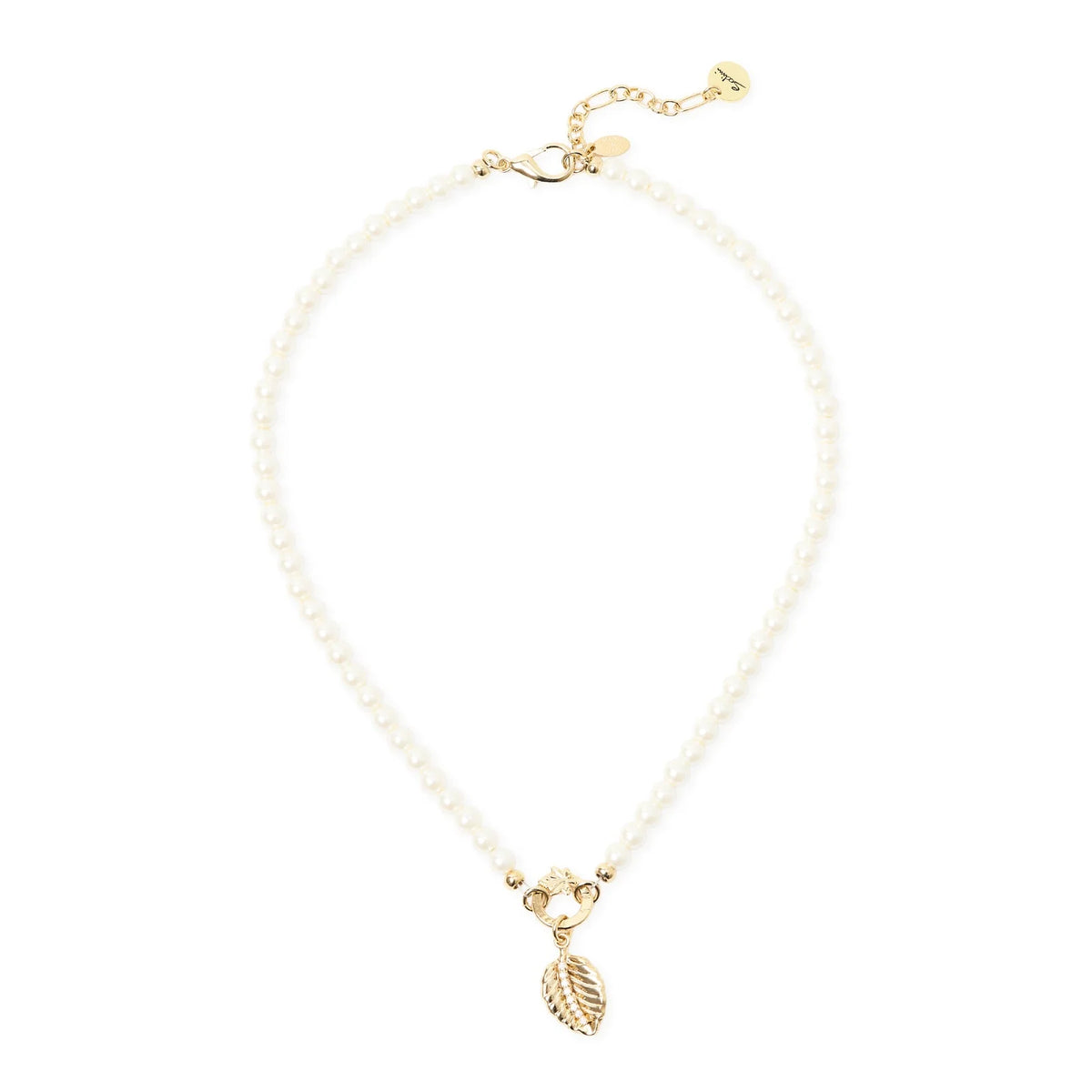 SODINI Collana Donna Daphne Oro con Perle, Foglia Pendente e Strass 552526