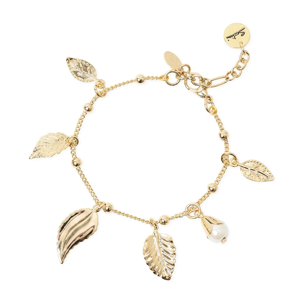 SODINI Bracciale Donna Daphne Oro con Catena Groumette, Boule e Foglie Pendenti 552532