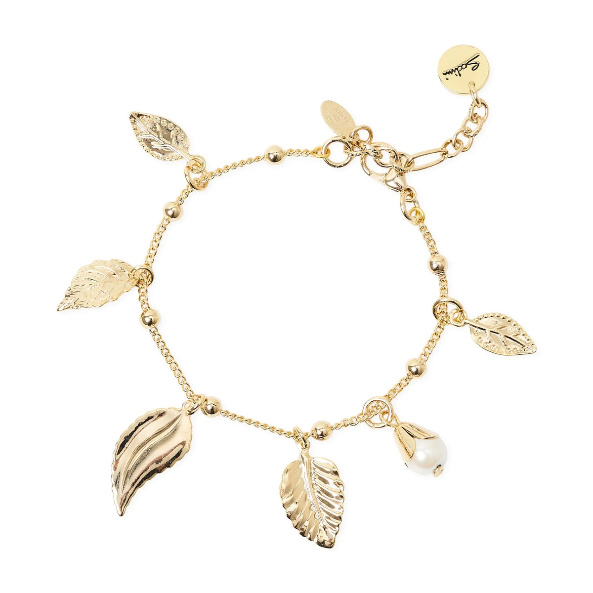 SODINI Bracciale Donna Daphne Oro con Catena Groumette, Boule e Foglie Pendenti 552532