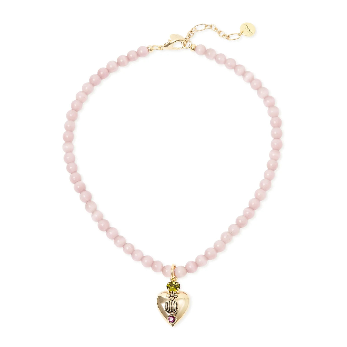 SODINI Collana Donna Naos Rosa e Oro con Sfere, Cuore Bombato e Cristalli 552583V