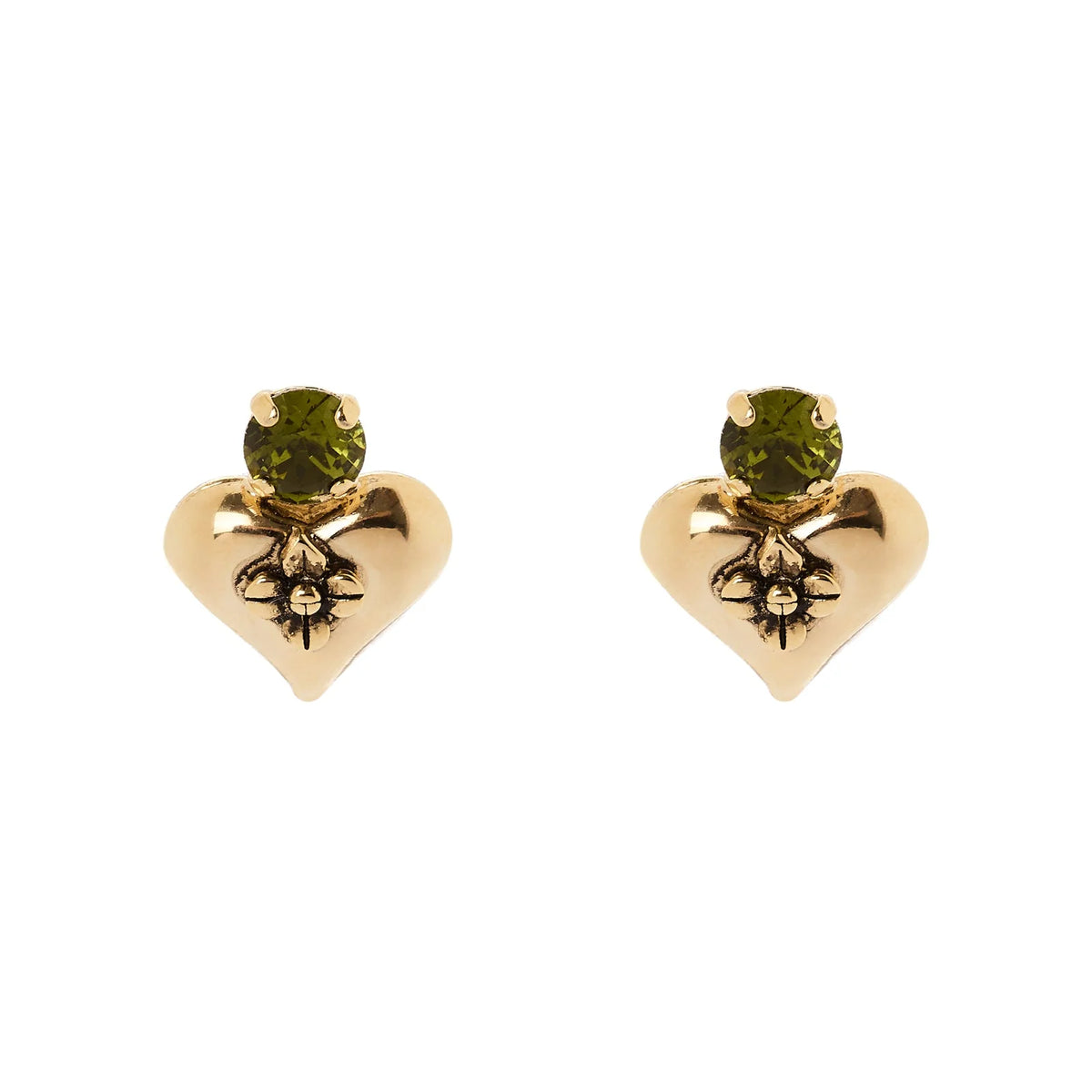 SODINI Orecchini Donna Naos Oro con Cuore Bombato e Cristallo Olivina 552601