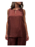 WU'SIDE canotta donna marrone in viscosa art. CTA 26327 Made in Italy