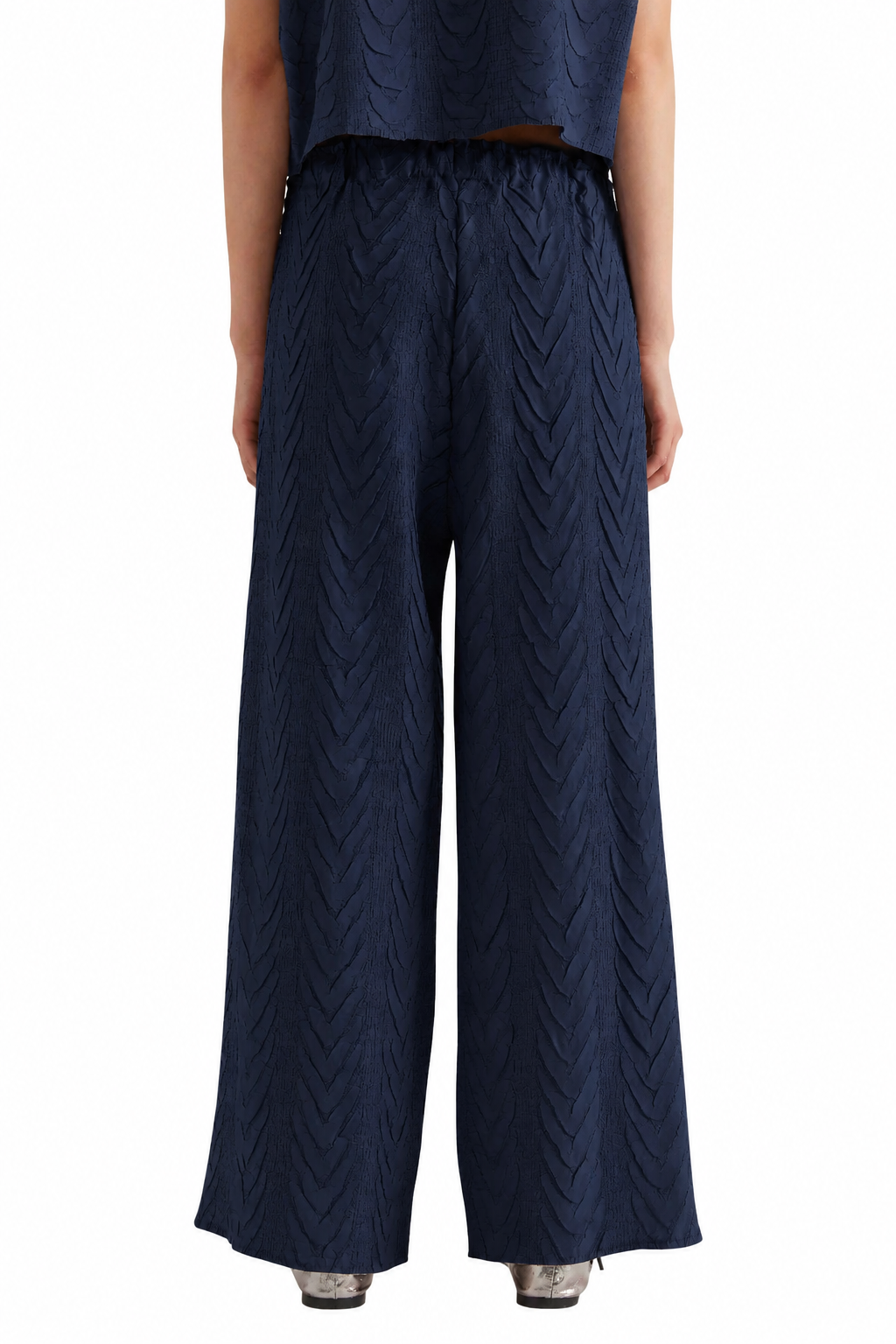 M6OY02 MEIMEIJ Pantalone Blu Plissettato