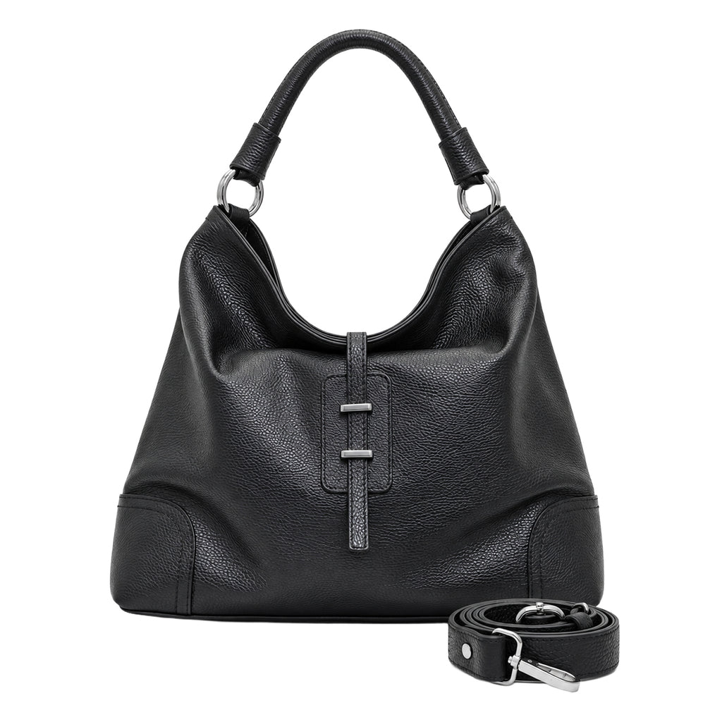 RIPANI Hilda 1185OJ Borsa a Spalla L Nera in Pelle Effetto Cervo Made in Italy