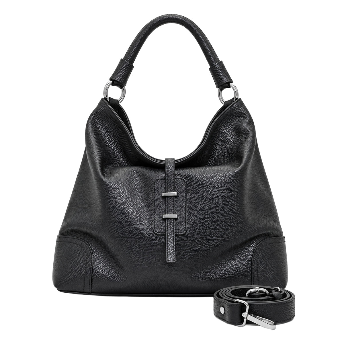 RIPANI Hilda 1185OJ Borsa a Spalla L Nera in Pelle Effetto Cervo Made in Italy