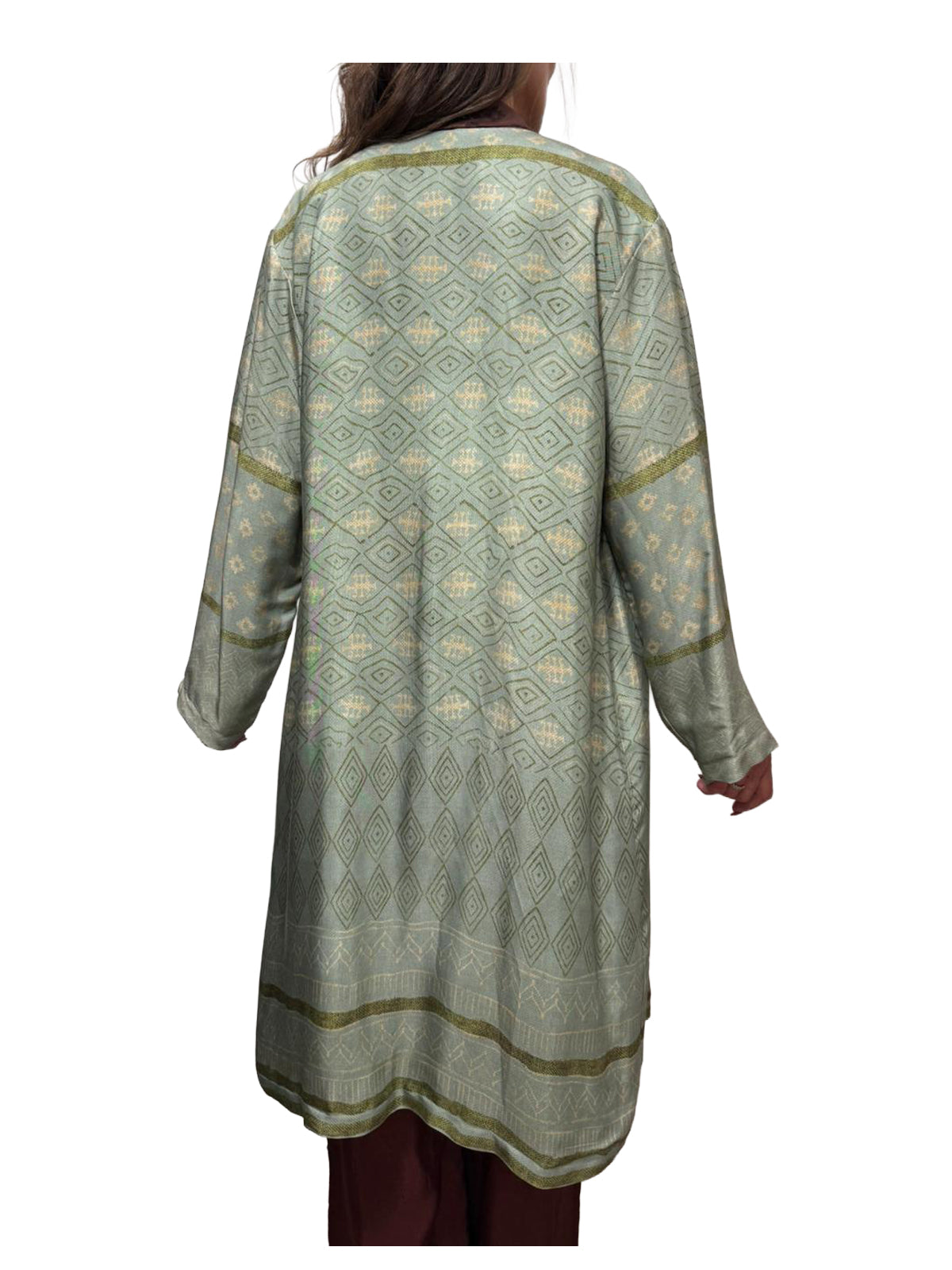 WU’SIDE kimono medio donna verde fantasia etnica art. KIO 26276 Made in Italy