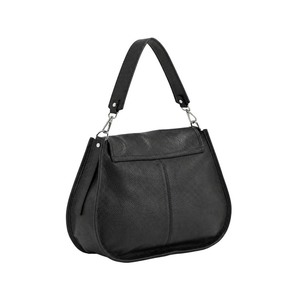 RIPANI Bina 1081OJ Borsa a Spalla L Nera in Pelle Effetto Cervo Made in Italy