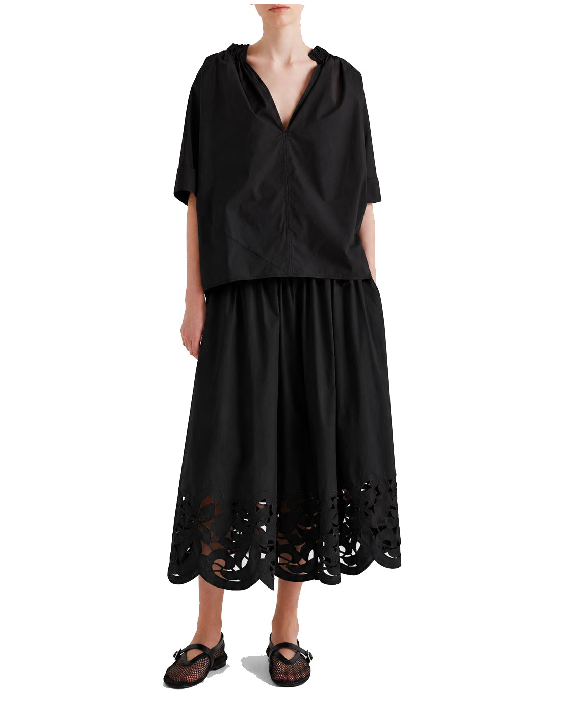 MEIMEIJ M6PA07 blusa donna cotone collo arricciato Made in Italy