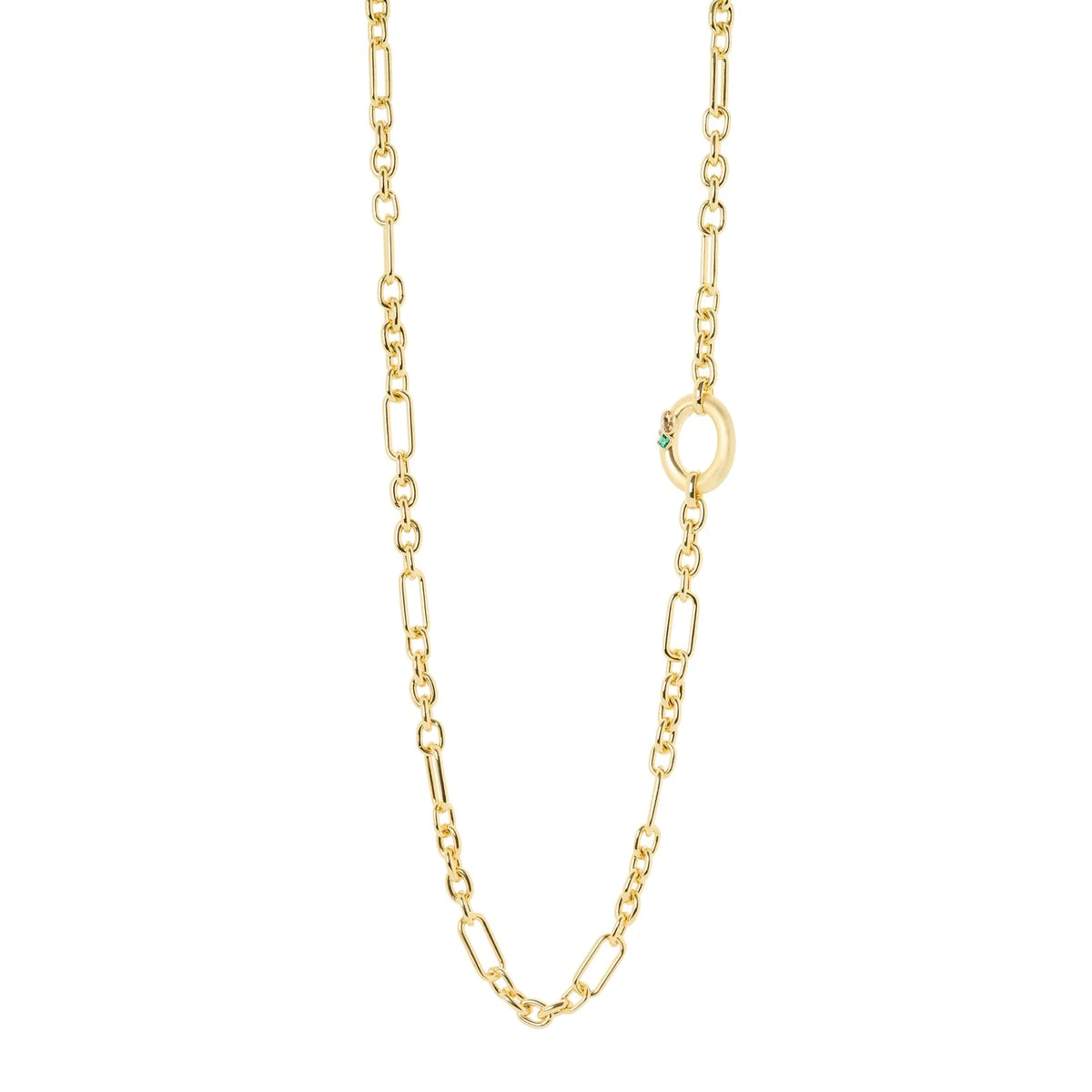SODINI Collana Lunga Donna Emilia Multicolor Oro Satinato con Maglia Ovale e Cristalli 800032W