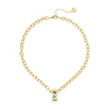 SODINI Collana Donna Emilia Oro Multicolor con Catena a Maglie Ovali, Pendente Rettangolare e Cristalli 800037W