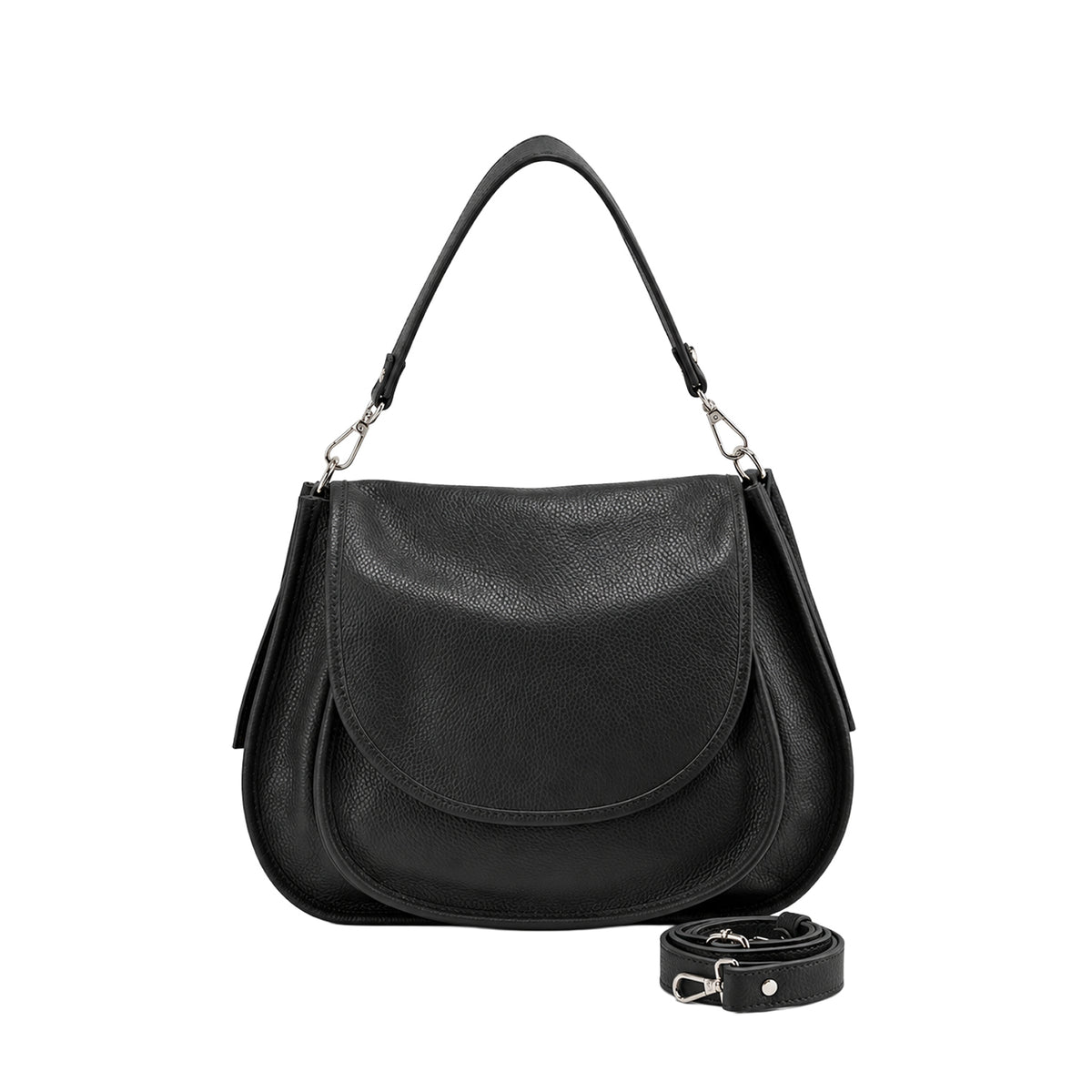 RIPANI Bina 1081OJ Borsa a Spalla L Nera in Pelle Effetto Cervo Made in Italy