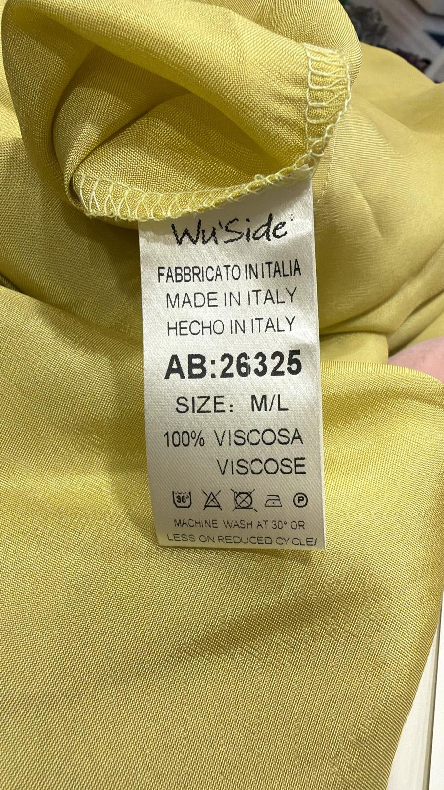 WU’SIDE abito lungo donna con spalline oro art. AB 26325 in viscosa Made in Italy