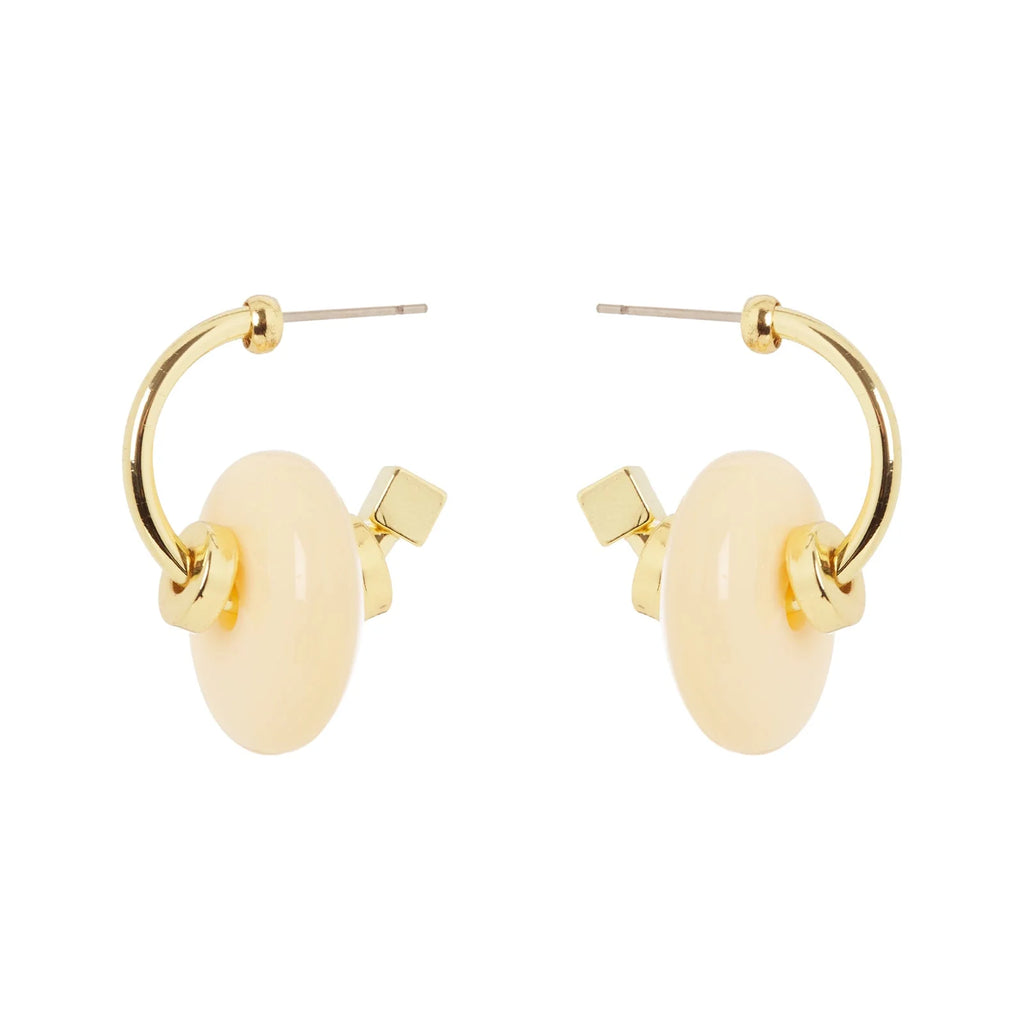 Sodini Orecchini Vieste 852303K Avorio e Oro a Cerchio con Bonbon, Anellini e Boule
