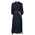 ETICI abito donna blu manica 3/4 a palloncino zip laterale A2/9560/LF MADE ITALY