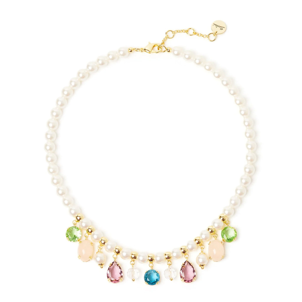 Sodini Girocollo Ninfa 912849W Multicolor con Perle, Cristalli e Cabochon Pendenti