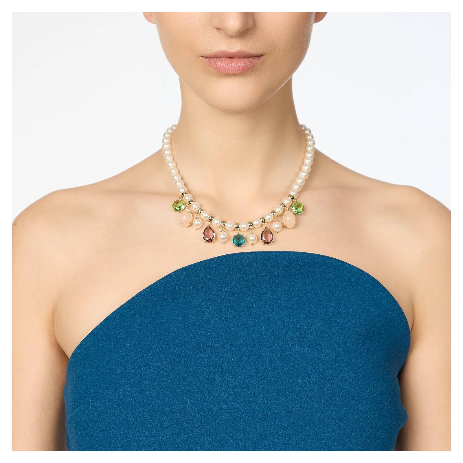 Sodini Girocollo Ninfa 912849W Multicolor con Perle, Cristalli e Cabochon Pendenti