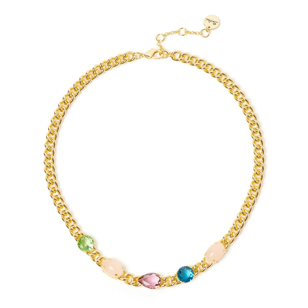 Sodini Girocollo Ninfa 912851W Multicolor con Catena Groumette, Cristalli e Cabochon