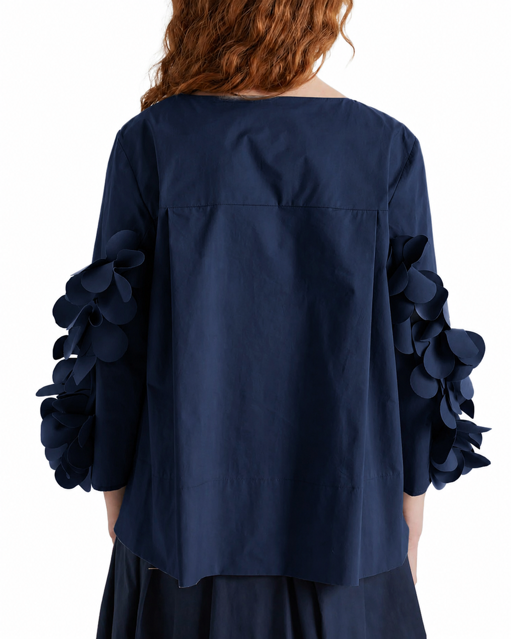 MEIMEIJ M6EA69 blusa donna blu scuro svasata Made in Italy