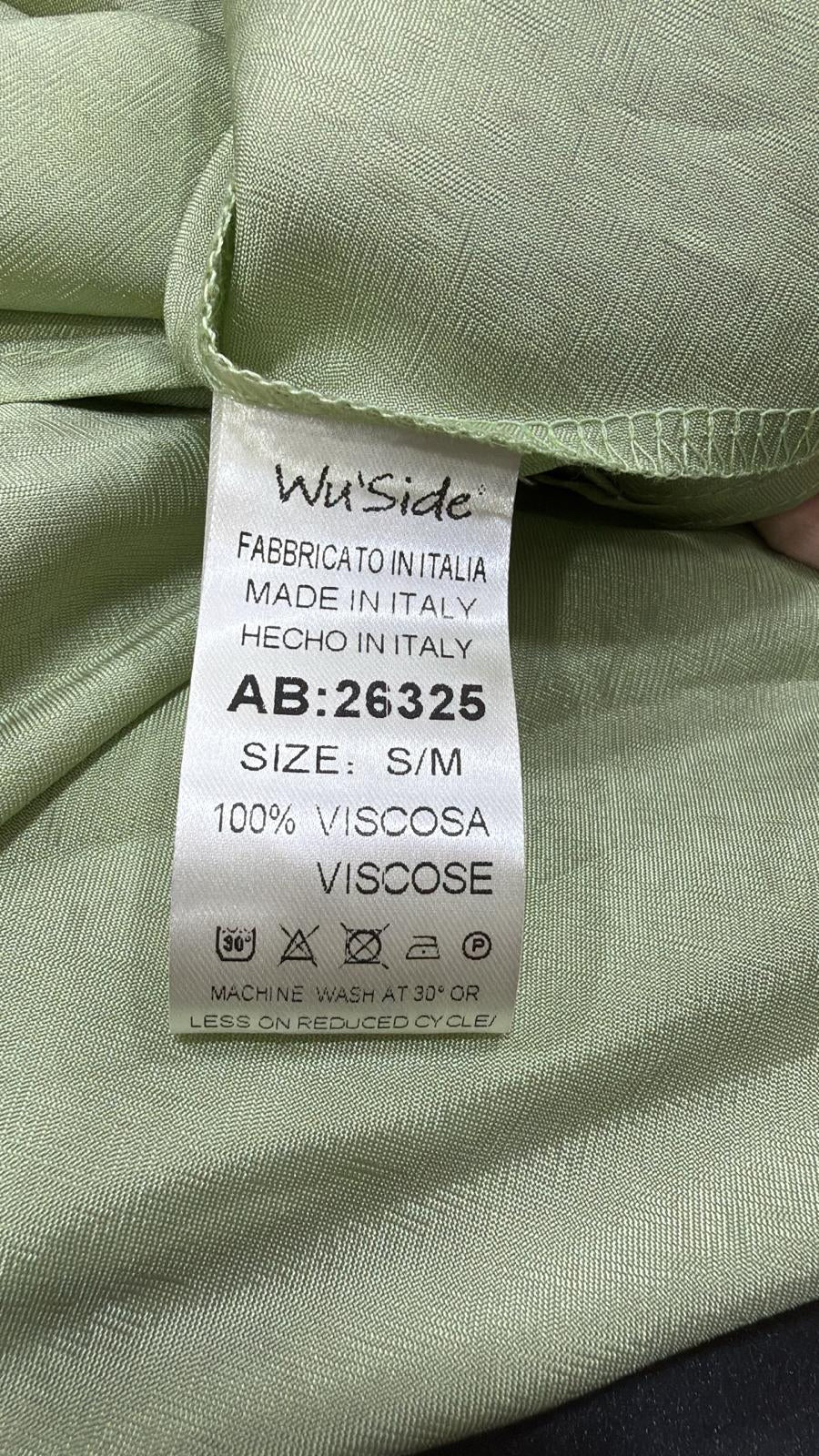 WU’SIDE abito lungo donna con spalline verde salvia art. AB 26325 in viscosa Made in Italy