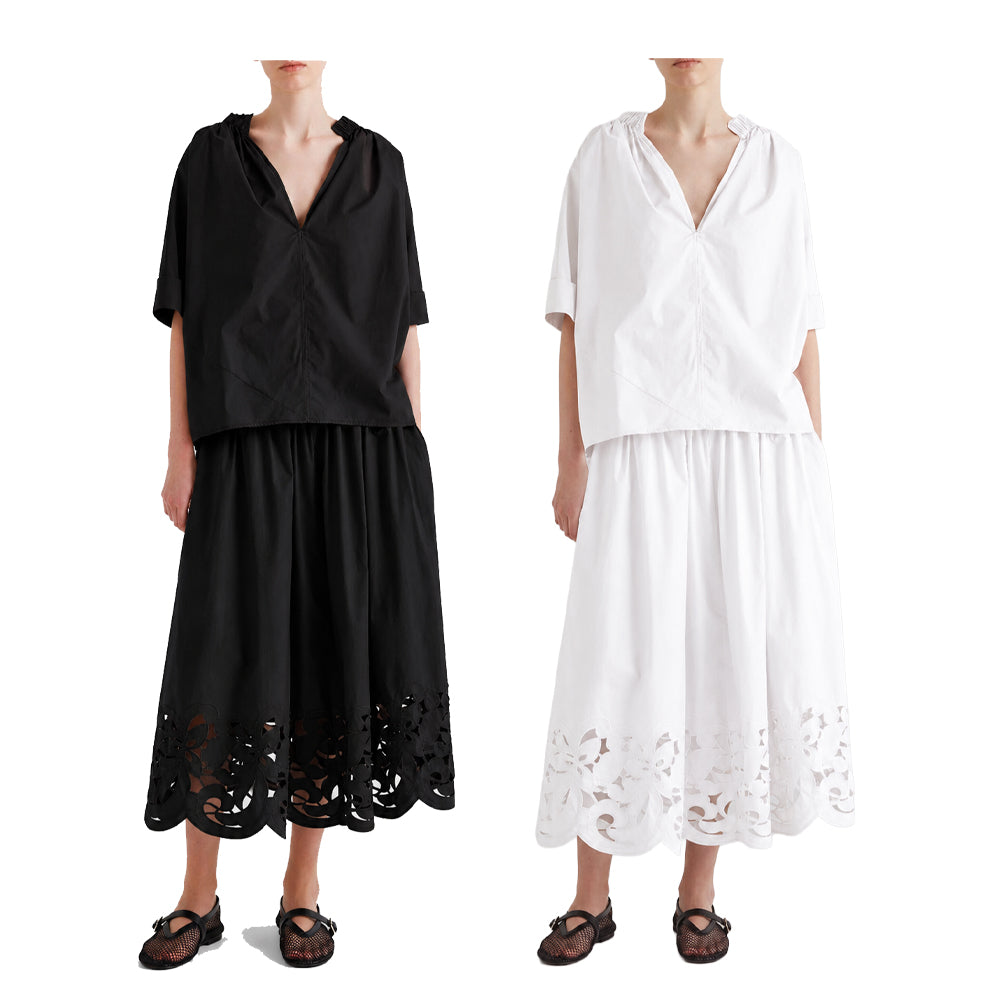 MEIMEIJ M6PA07 blusa donna cotone collo arricciato Made in Italy
