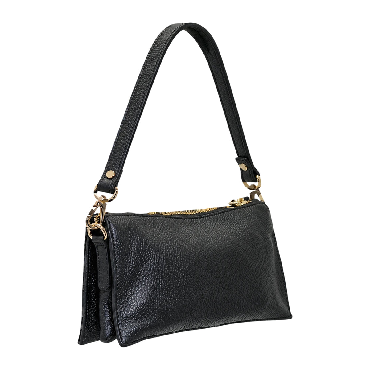 RIPANI Patrizia E335ON Borsa a Spalla S in Pelle Effetto Scamosciato nera con Tracolla Made in Italy