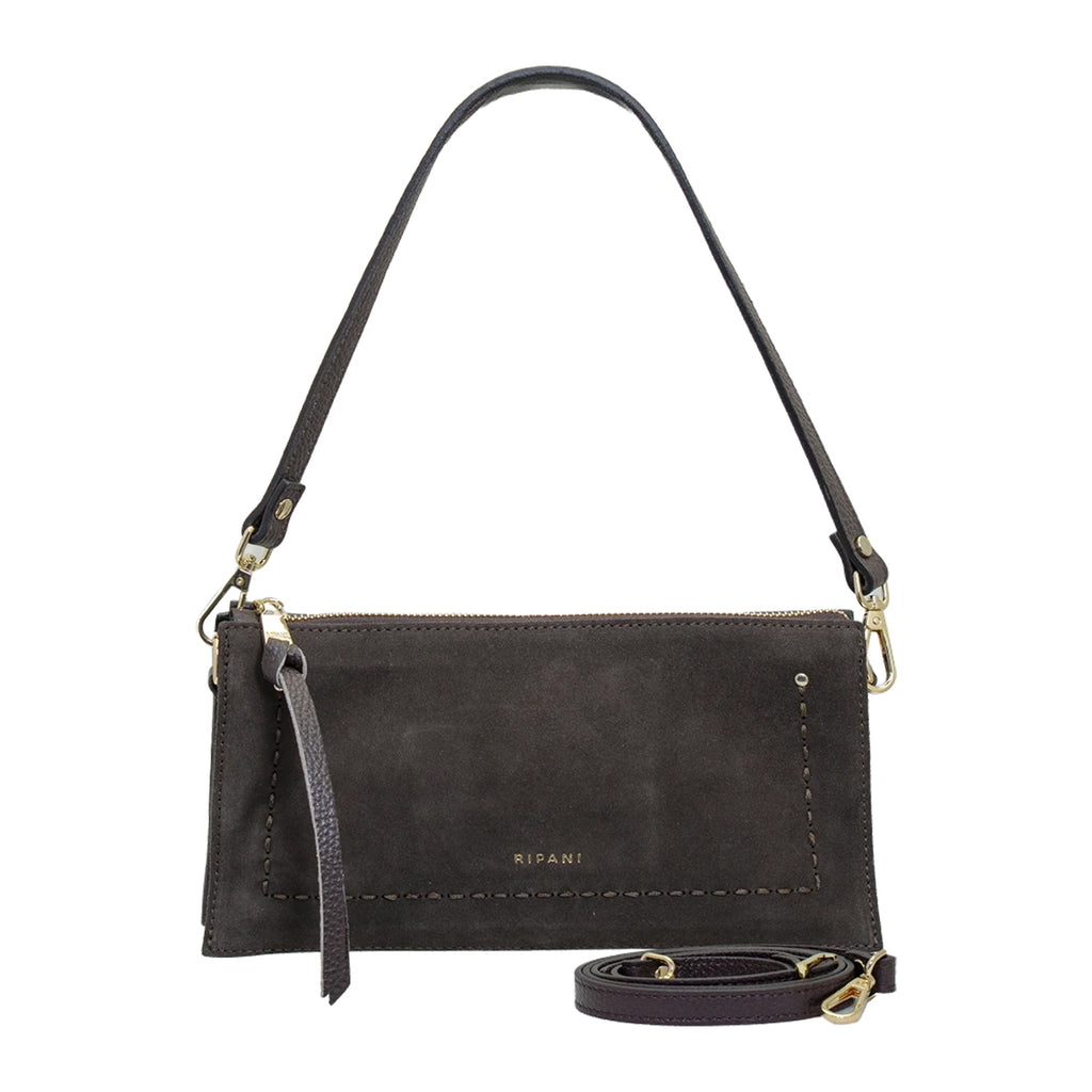 RIPANI Patrizia E335ON Borsa a Spalla S Moro in Pelle Effetto Scamosciato Made in Italy