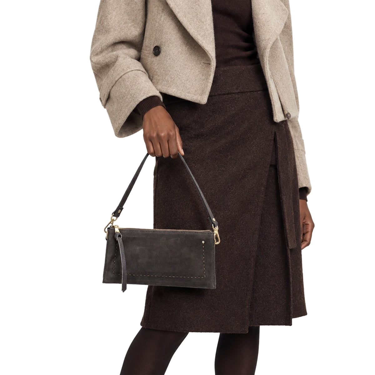 RIPANI Patrizia E335ON Borsa a Spalla S Moro in Pelle Effetto Scamosciato Made in Italy