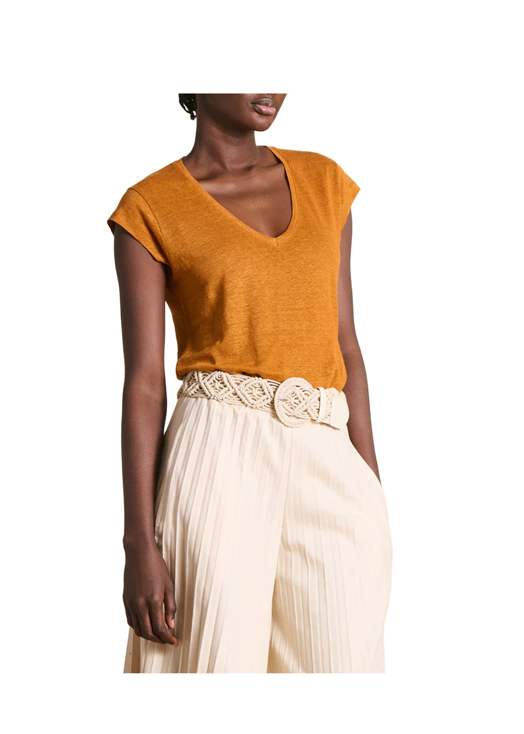 LA FEE MARABOUTEE TS-DAVIA T-Shirt Donna Lino Scollo V