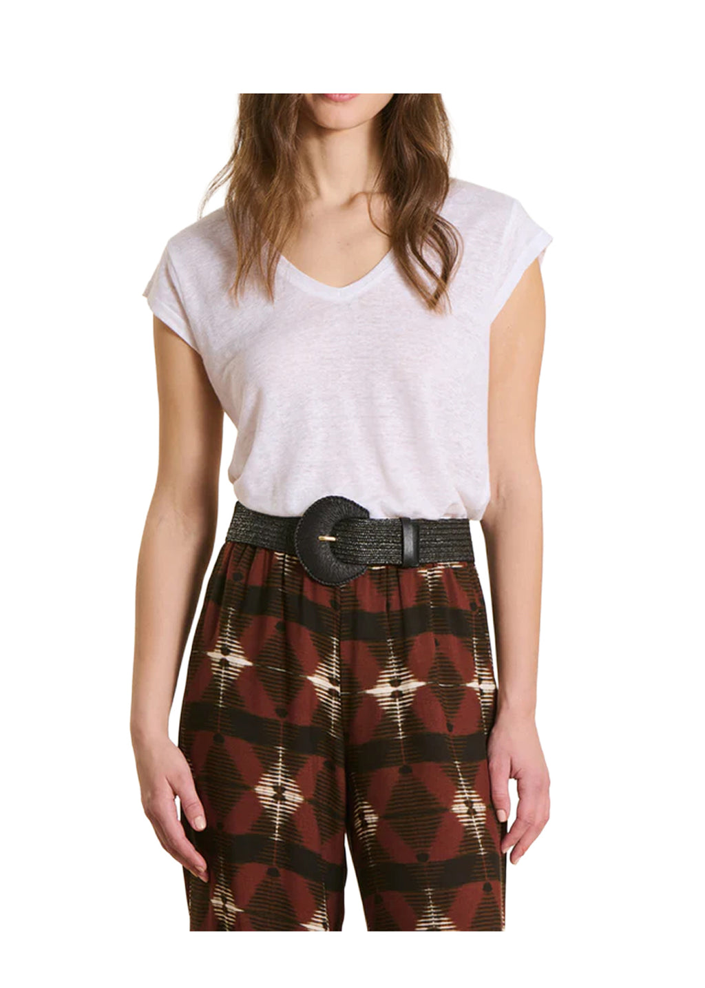 LA FEE MARABOUTEE TS-DAVIA T-Shirt Donna Lino Scollo V