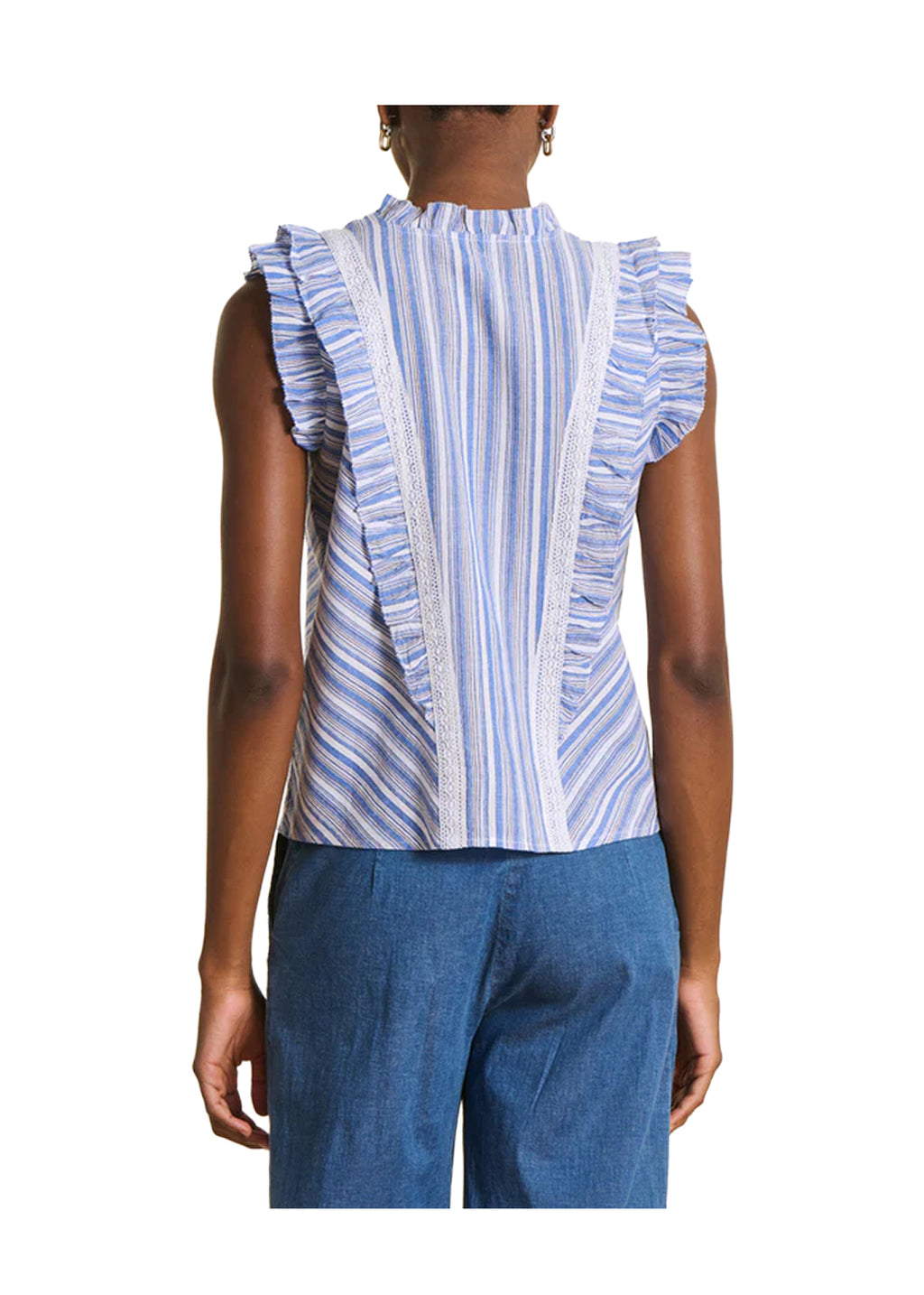LA FEE MARABOUTEE CH-FLINA camicia righe pizzo Made India