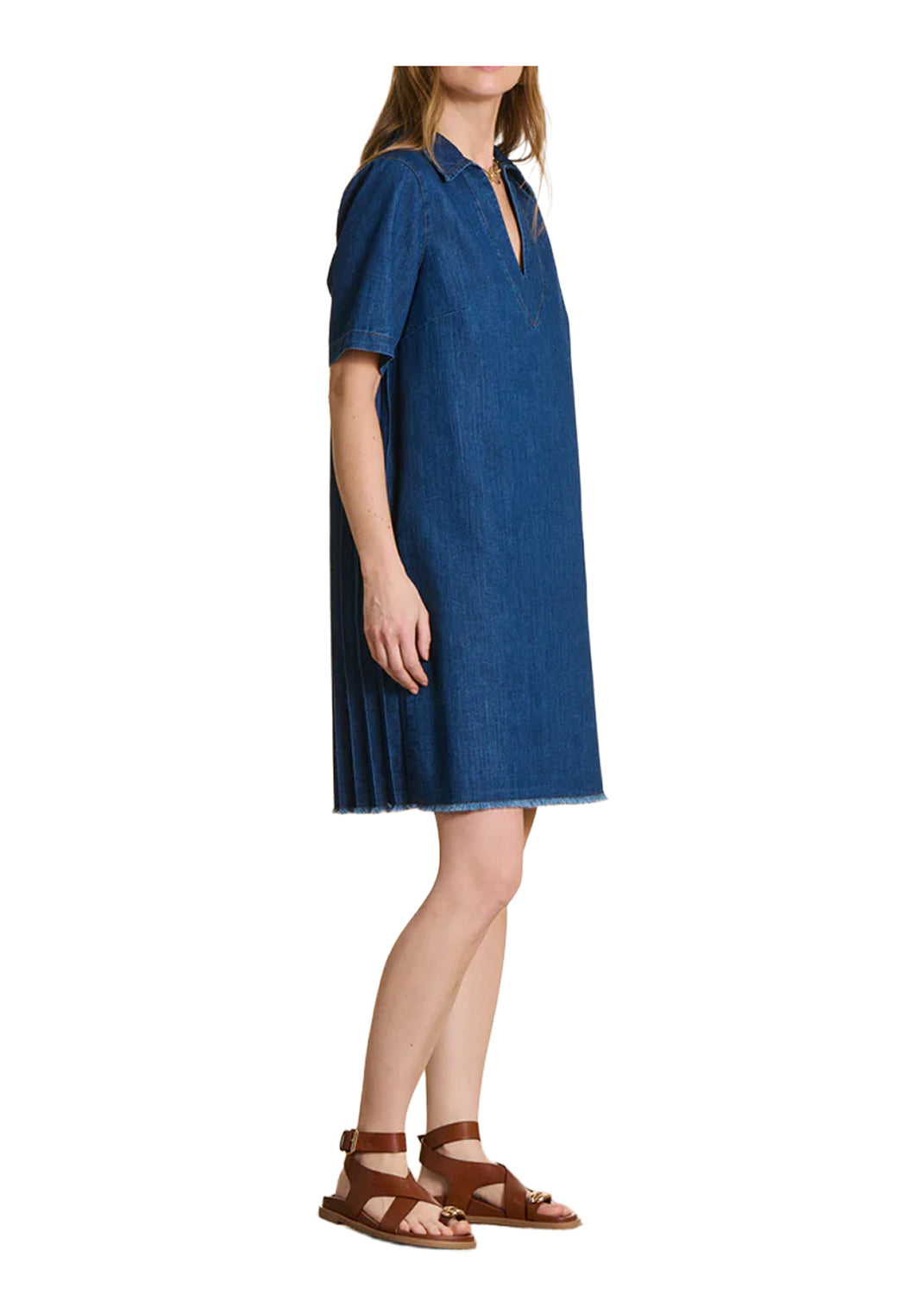 LA FEE MARABOUTEE RO-FRIDA-D Abito Denim Plissè Made in Italy