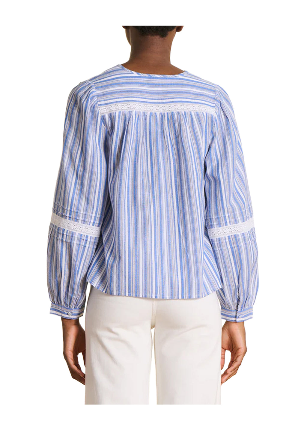 LA FEE MARABOUTEE TO-DANA camicia righe pizzo Made India
