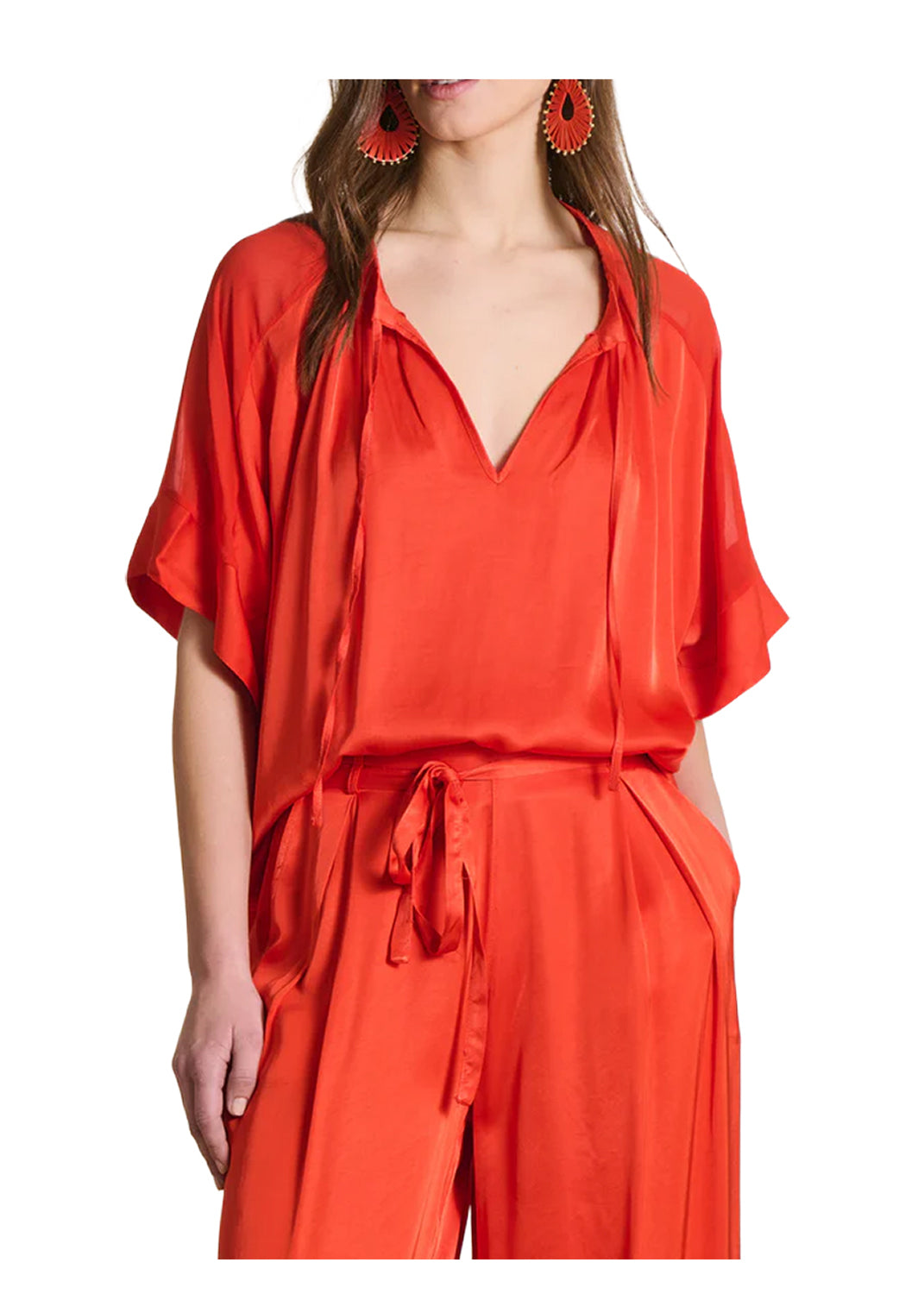 LA FEE MARABOUTEE TO-FELINA-R Blusa Donna Satin Made in Italy