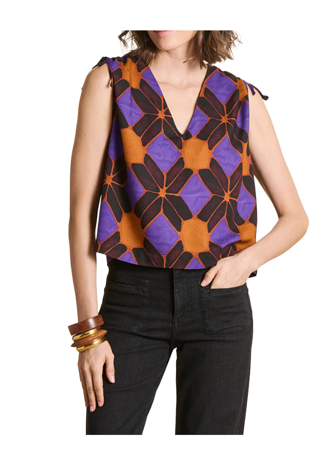 LA FEE MARABOUTEE TO-FISMA top etnico viscosa Made in Italy