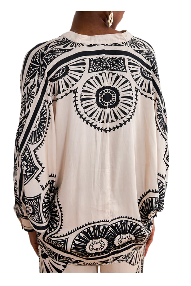 NEKANE GF.JABARI-00000 camicia donna bianca nera viscosa pipistrello