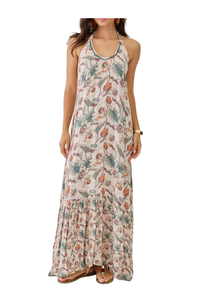 NEKANE GF.KUMIKO-000029 abito lungo donna ecrù multicolor rayon