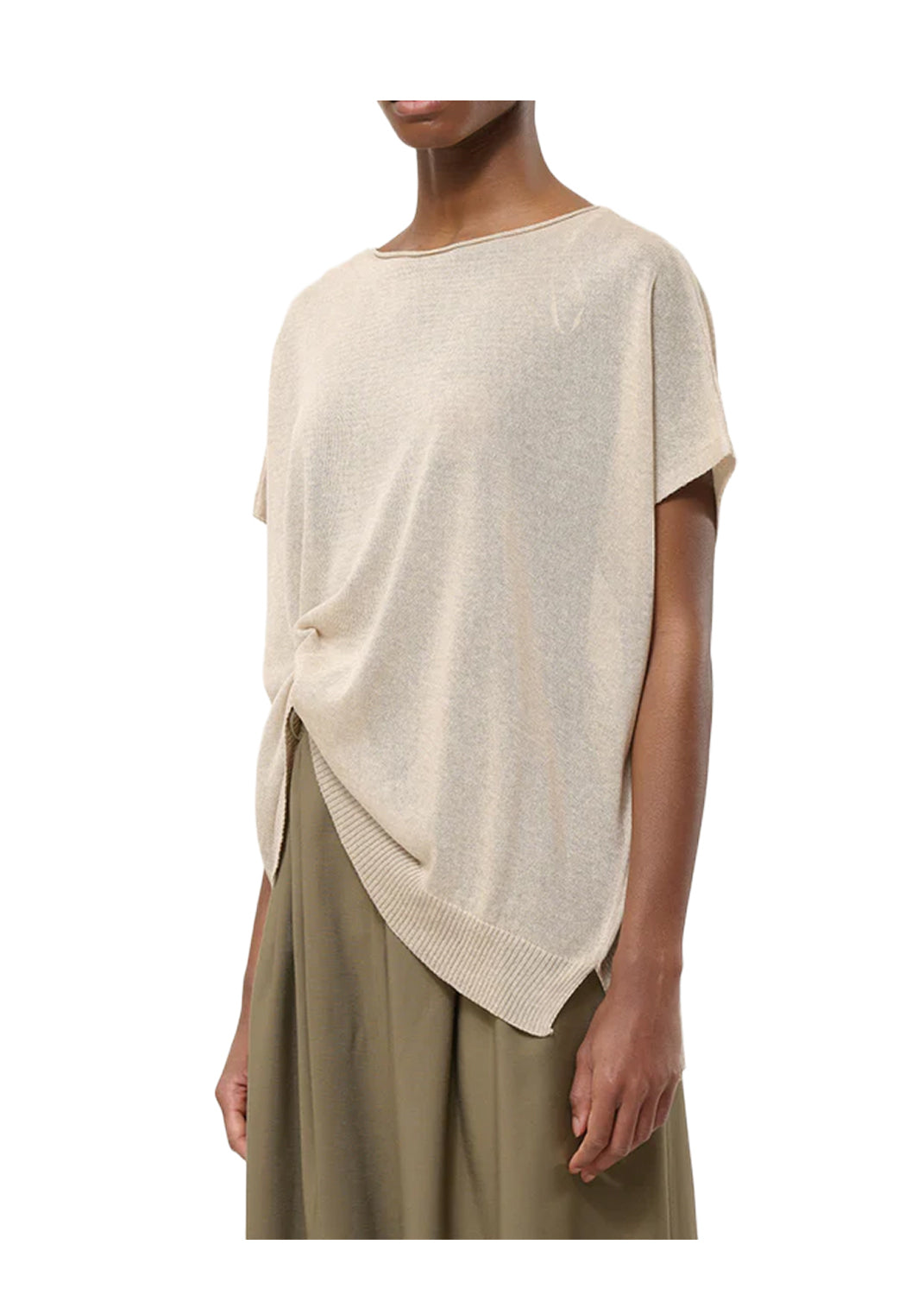HUMILITY PU-LOREO Maglia Donna Over Beige Made in Italy